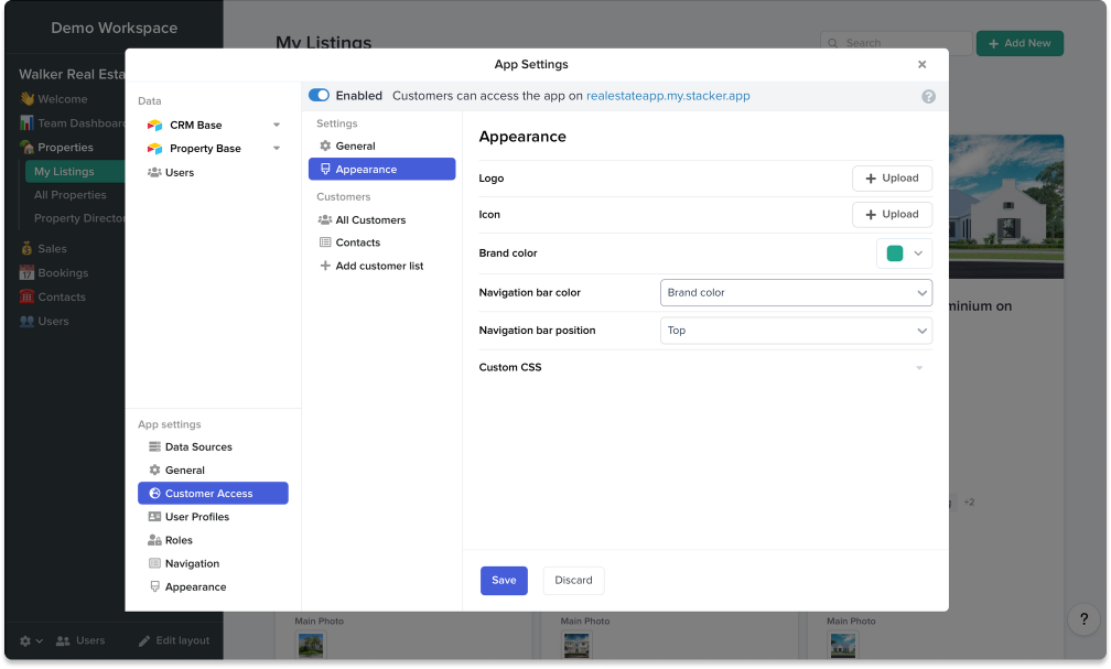 Customer Access advanced settings