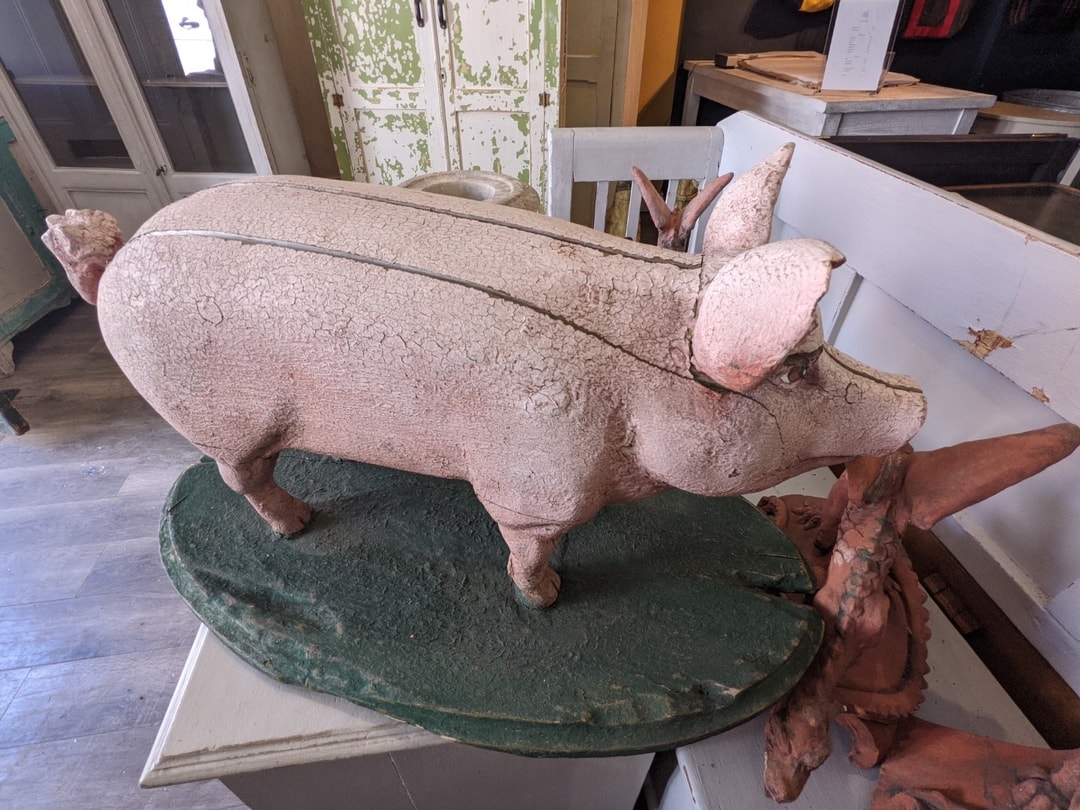 Warehams Victorian carved wood pig