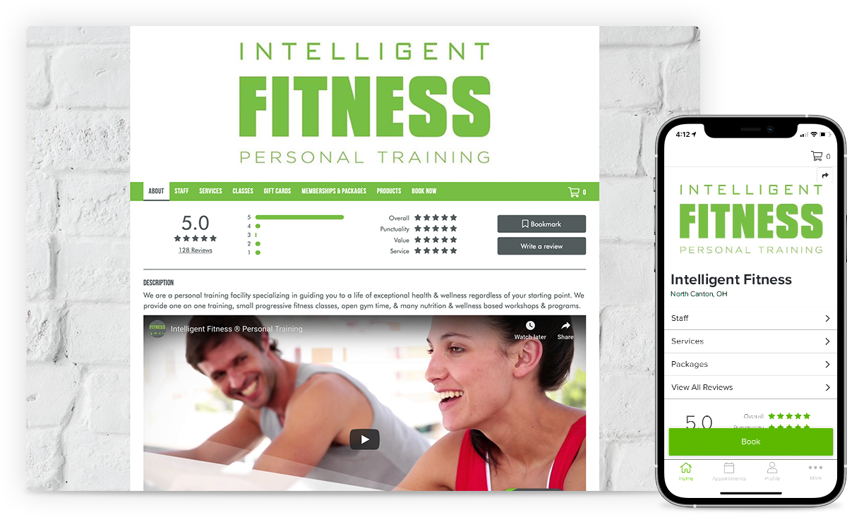 branded website and app for personal training business with progress photos