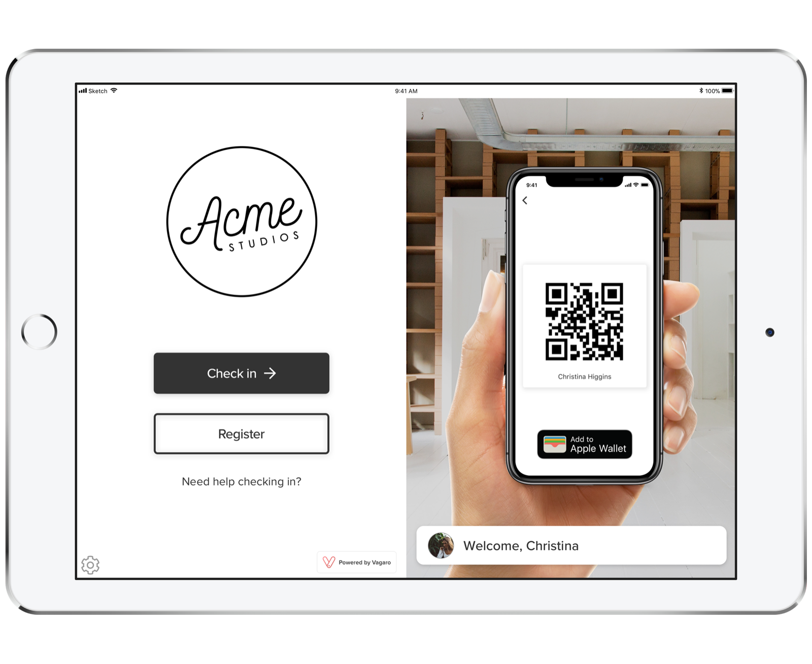 kiosk that allows gym members to self-check in