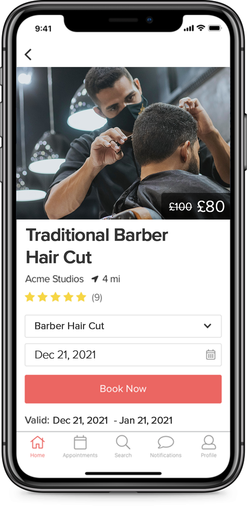 Vagaro Barber App Appointment Screen