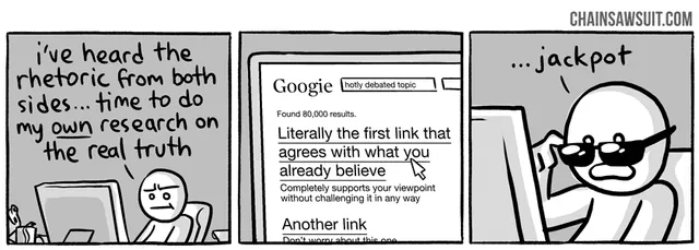 Exemple de biais de confirmation : recherche Google