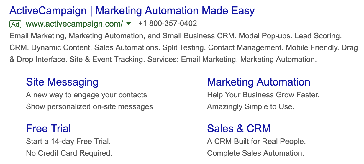 ActiveCampaign Google Ads call extensions