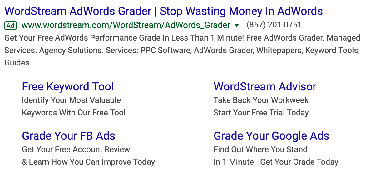 WordStream Google Ads copy