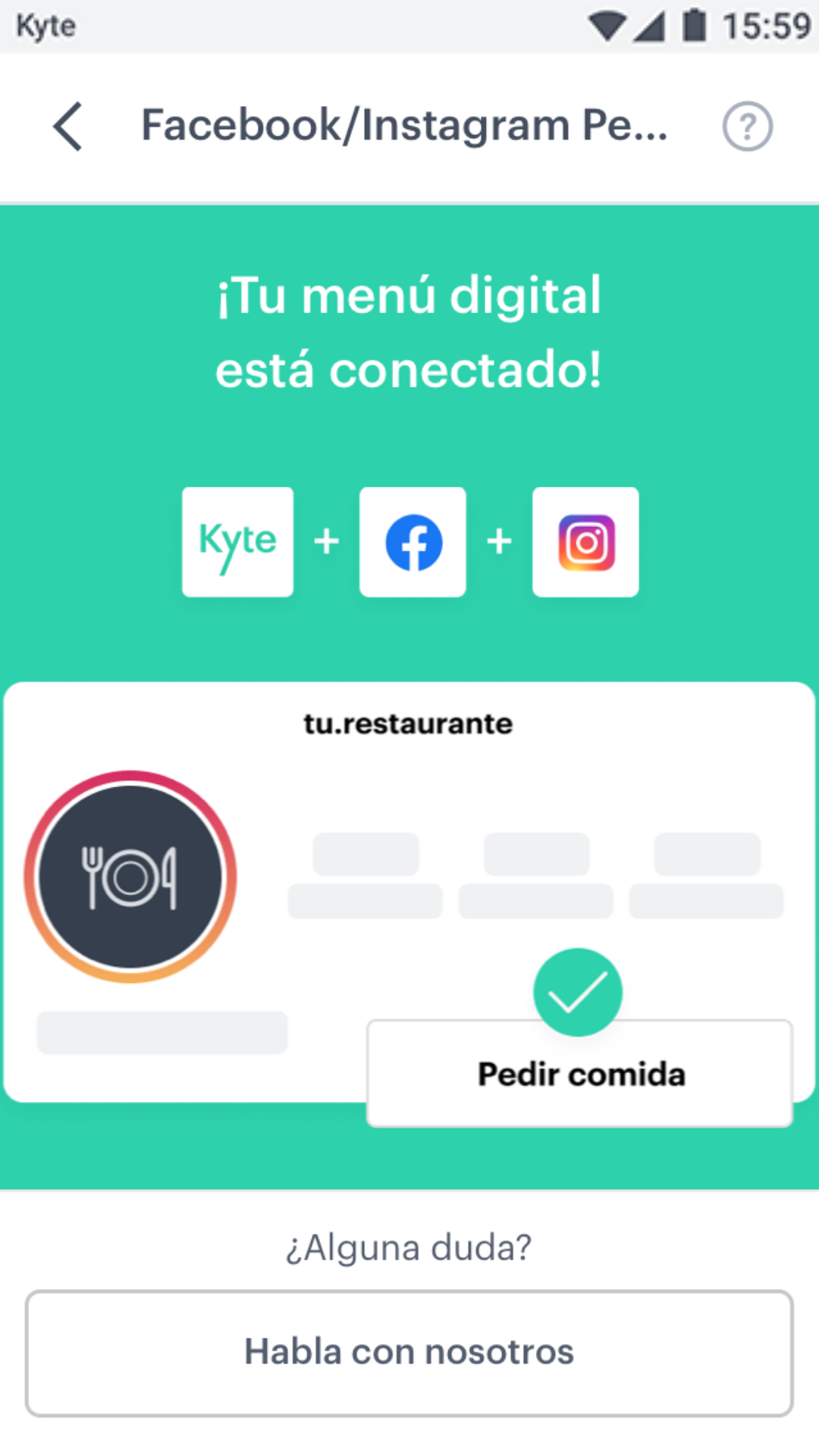 pedido comida facebook