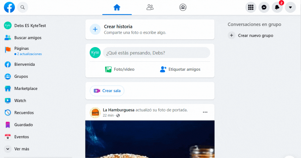 pedido comida facebook
