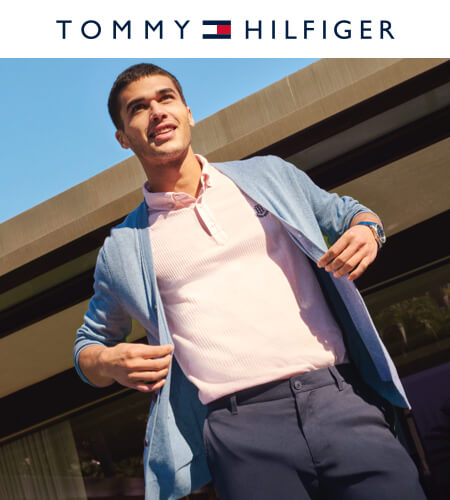 Young man wearing Tommy Hilfiger outfit