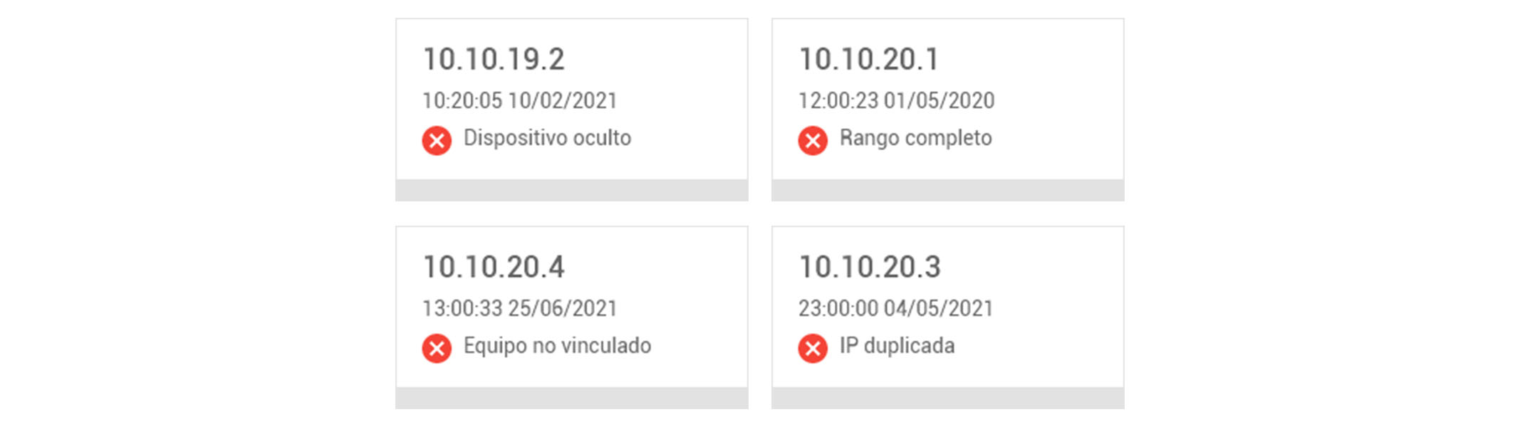 Ejemplo de visualización de información de un elemento de sistema en formato tarjeta.
