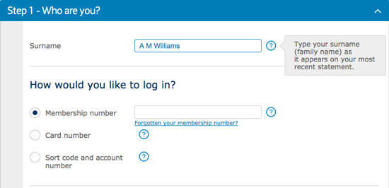 Online Form showing extra information to the user