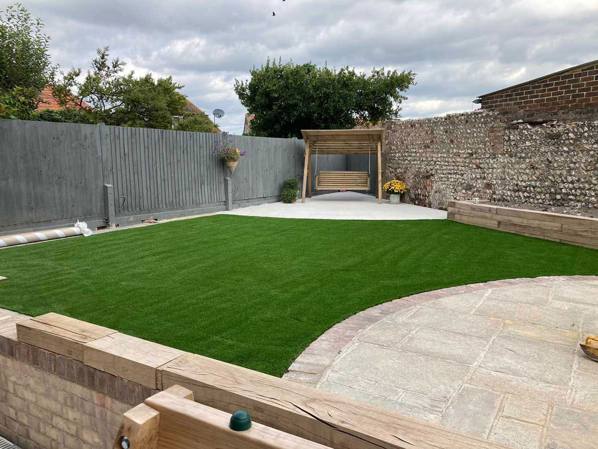 residential garden with artificial grass