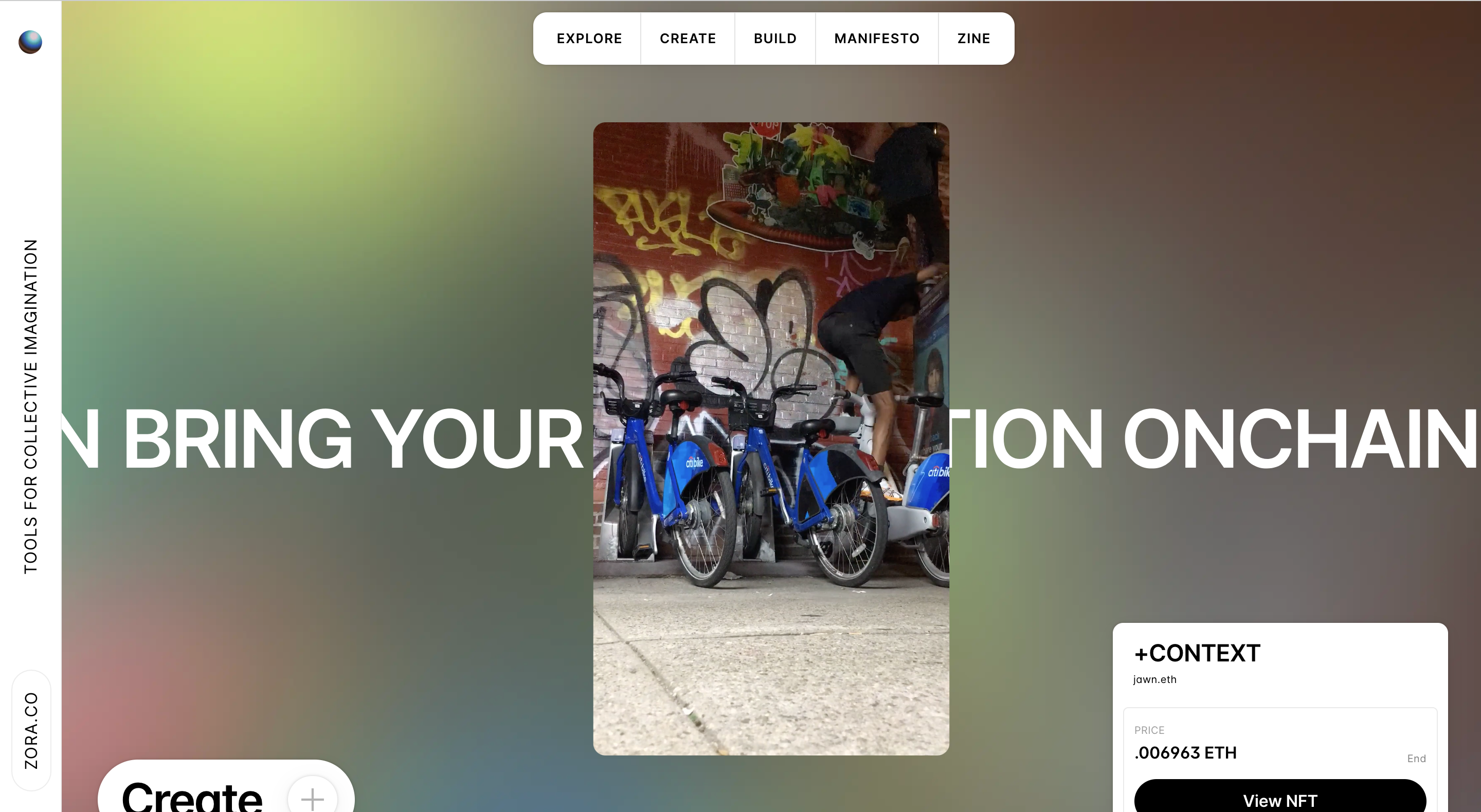 Zora Music NFTs homepage