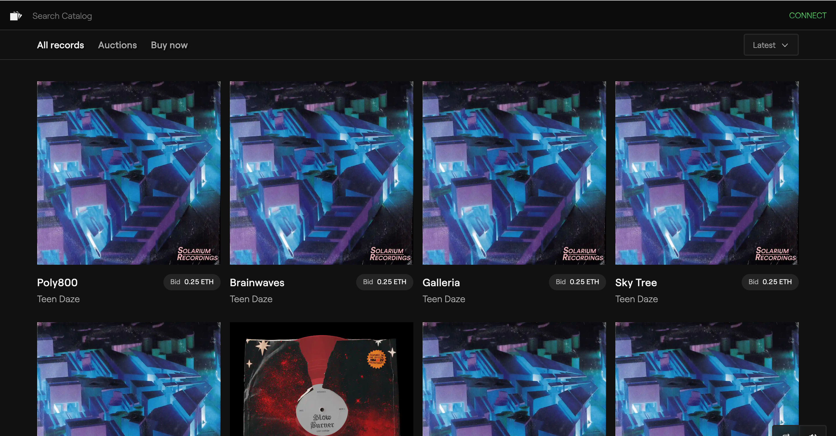 Homepage of Catalog, an NFT marketplace for music NFTs