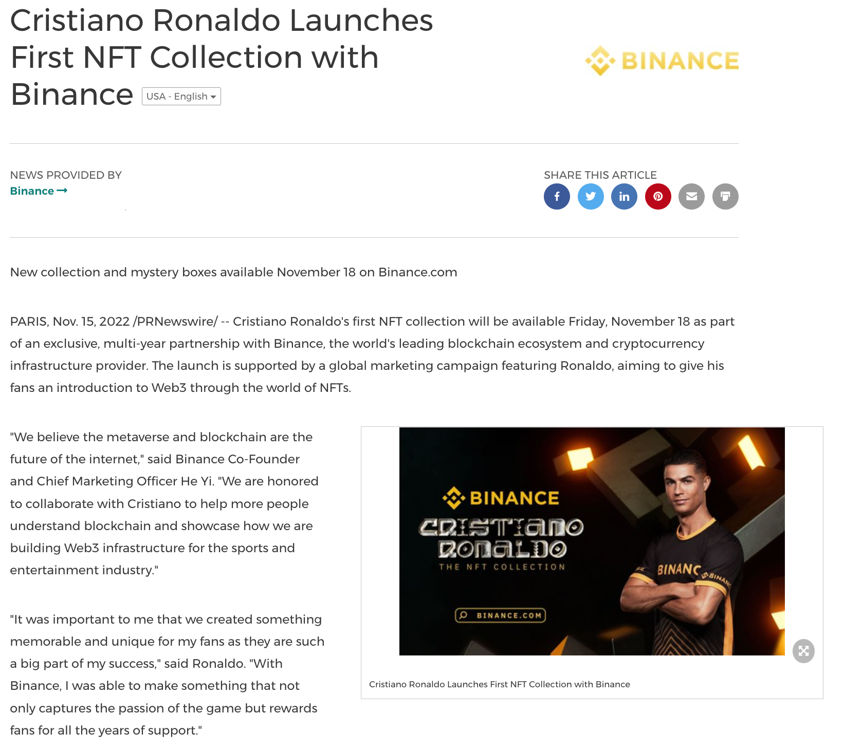 Example of new partnership pr