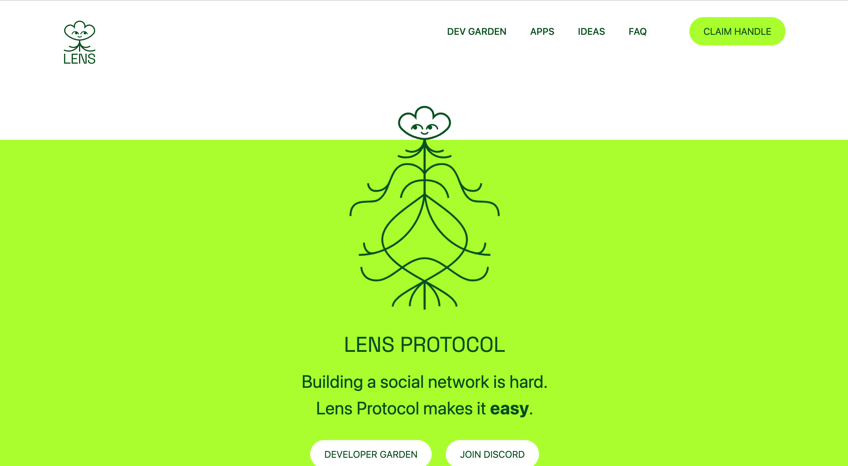 homepage of lens protocol