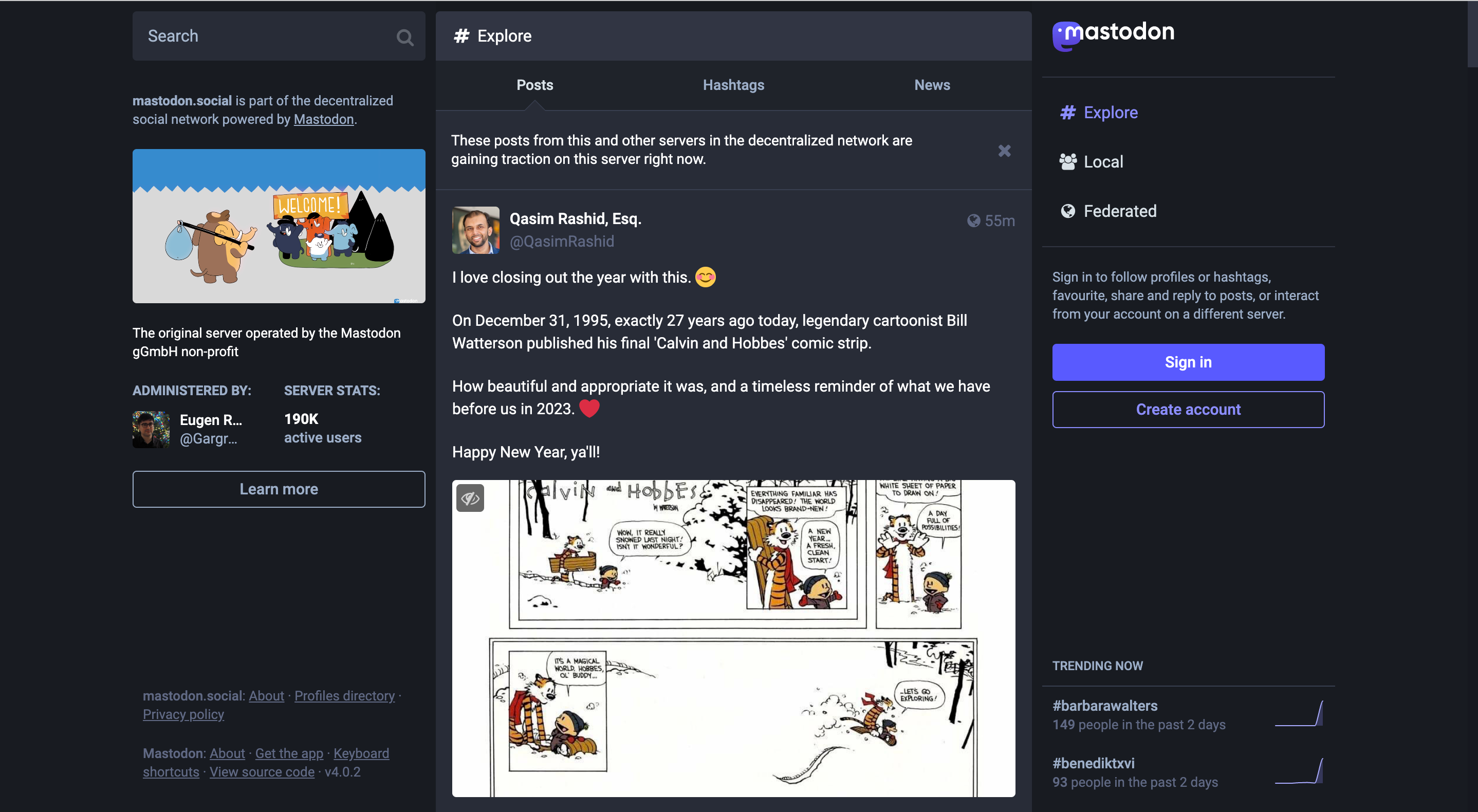 homepage of Mastodon