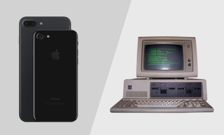 IBM Computer und iPhone 7