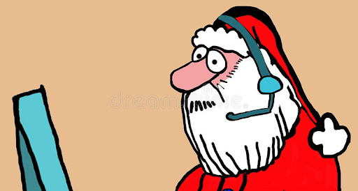 Digital Santa at his laptop; likely reading this blog!
