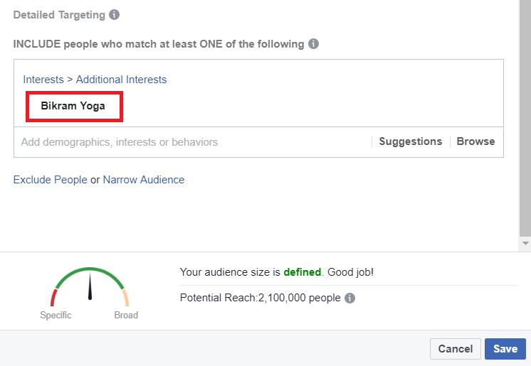 Detailed targeting including people who match at least ONE of the following interests: Bikram Yoga