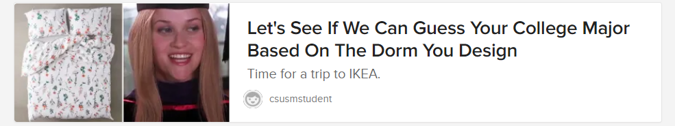 Headline: Let's See If We Can Guess your College Major Based On The Dorm You Design - quiz by Ikea