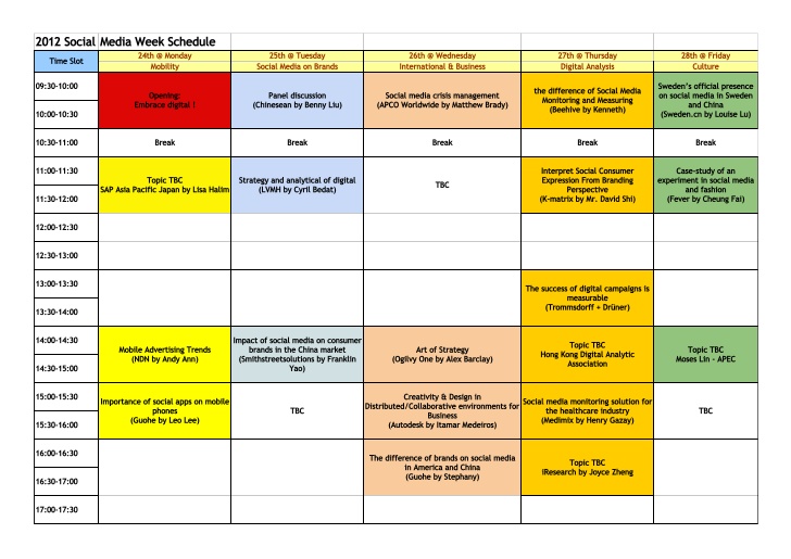 2012 Social Media Week Schedule