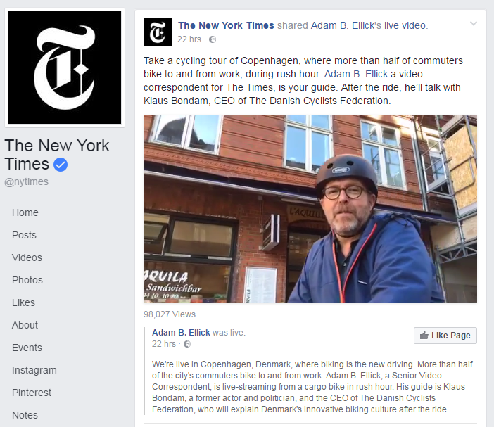 The New York Times shared a Facebook Live broadcast