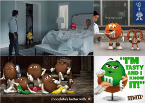 M&M risky advertising collage