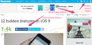 Example of a website utilizing social media on their webpage