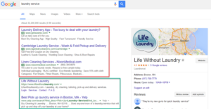 Local SERP with results highlighted