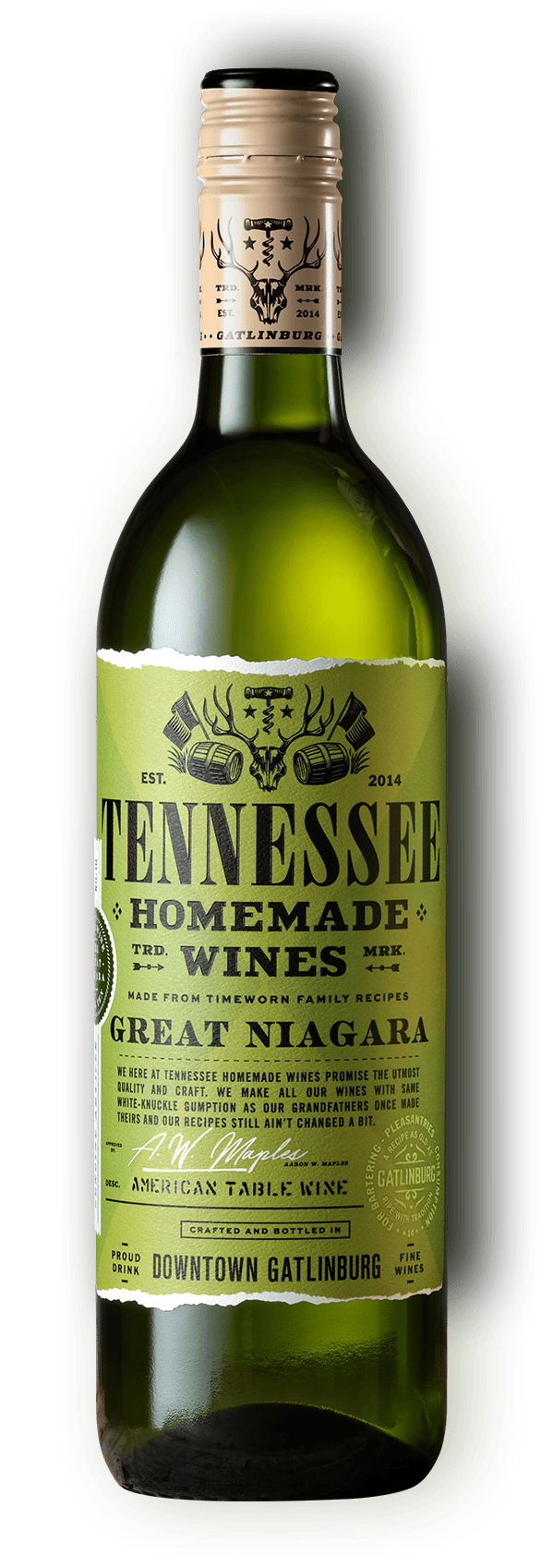 Tennessee Homemade Wines Great Niagara Wine - whole bottle