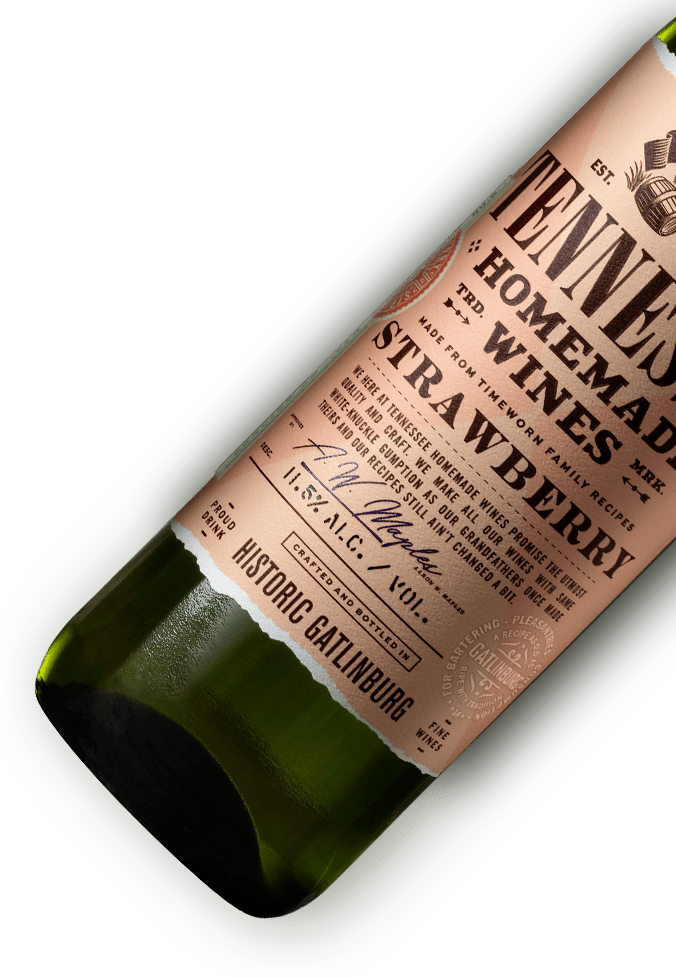 Tennessee Homemade Wines Strawberry Wine - bottom half of bottle
