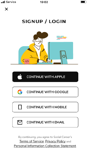 Social Career - Event Go! Mobile App you only have to create one account