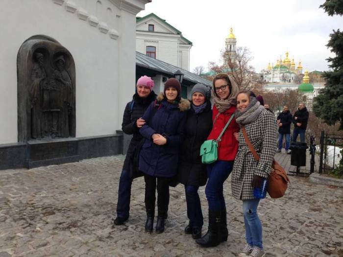 Our CELTA teacher Amy Butler going on a trip to Kiev's UNESCO World Heritage sites with her coworkers