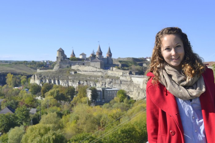 English teacher Amy Butler visiting Ukrainian castles when she was working in Kiev