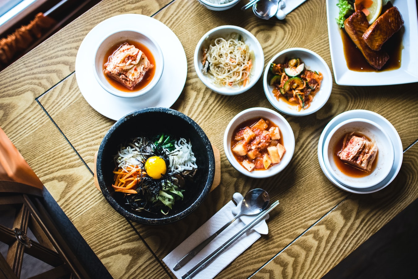 Delicious Korean food full of flavors, textures and colours