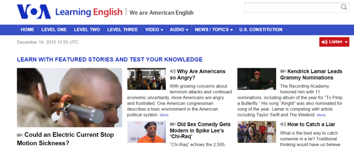 VOA is a great news website that offers abundant learning resources for beginner English learners