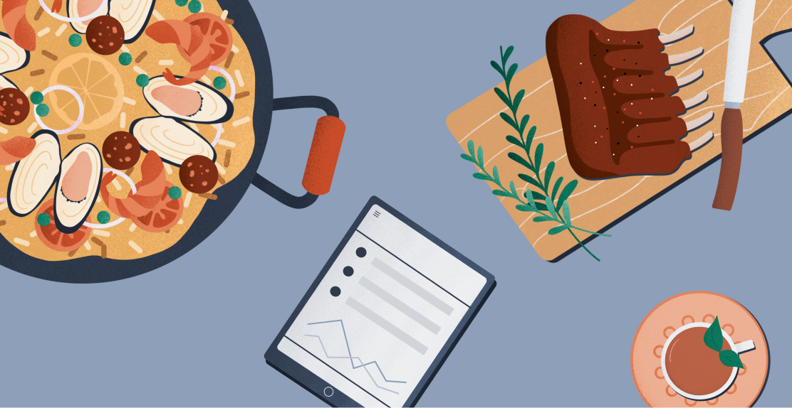Picture of food and delivery tech.