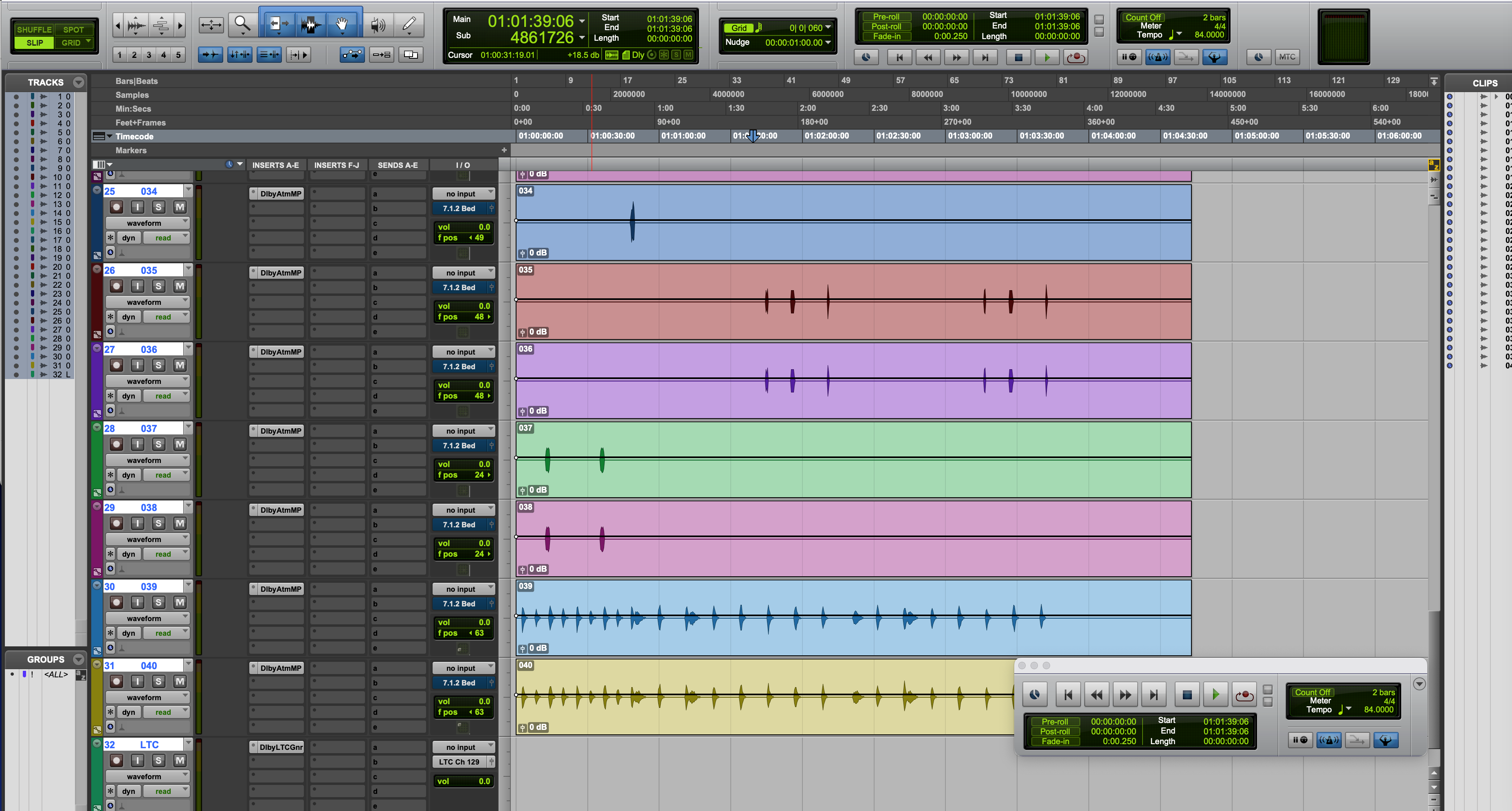 Avid Pro Tools bewerkingsvenster