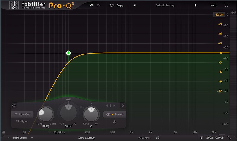 filtro passa-alto na eq
