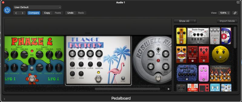 Pedalboard in Logic Pro X.