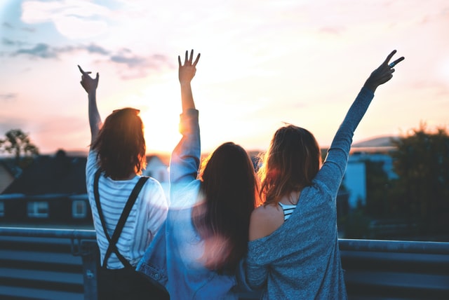 women and sunset