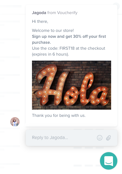 Live chat Intercom integration with Voucherify, promotions