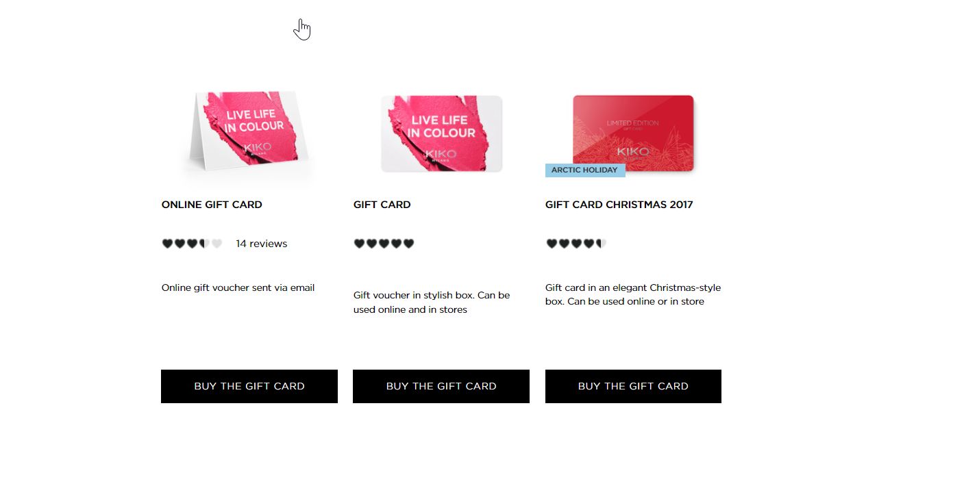 Kiko gift cards
