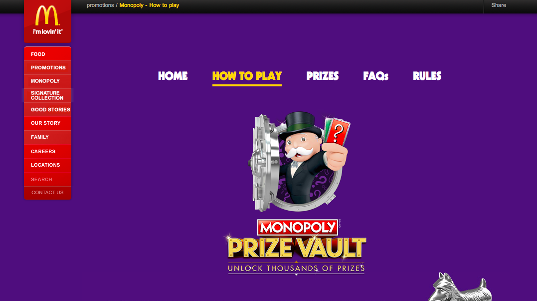 McDonald's Monopoly example of campaign gamification