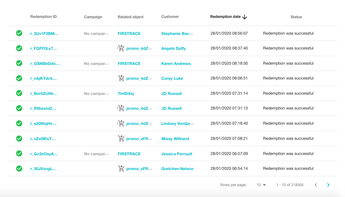 Code redemption tracking