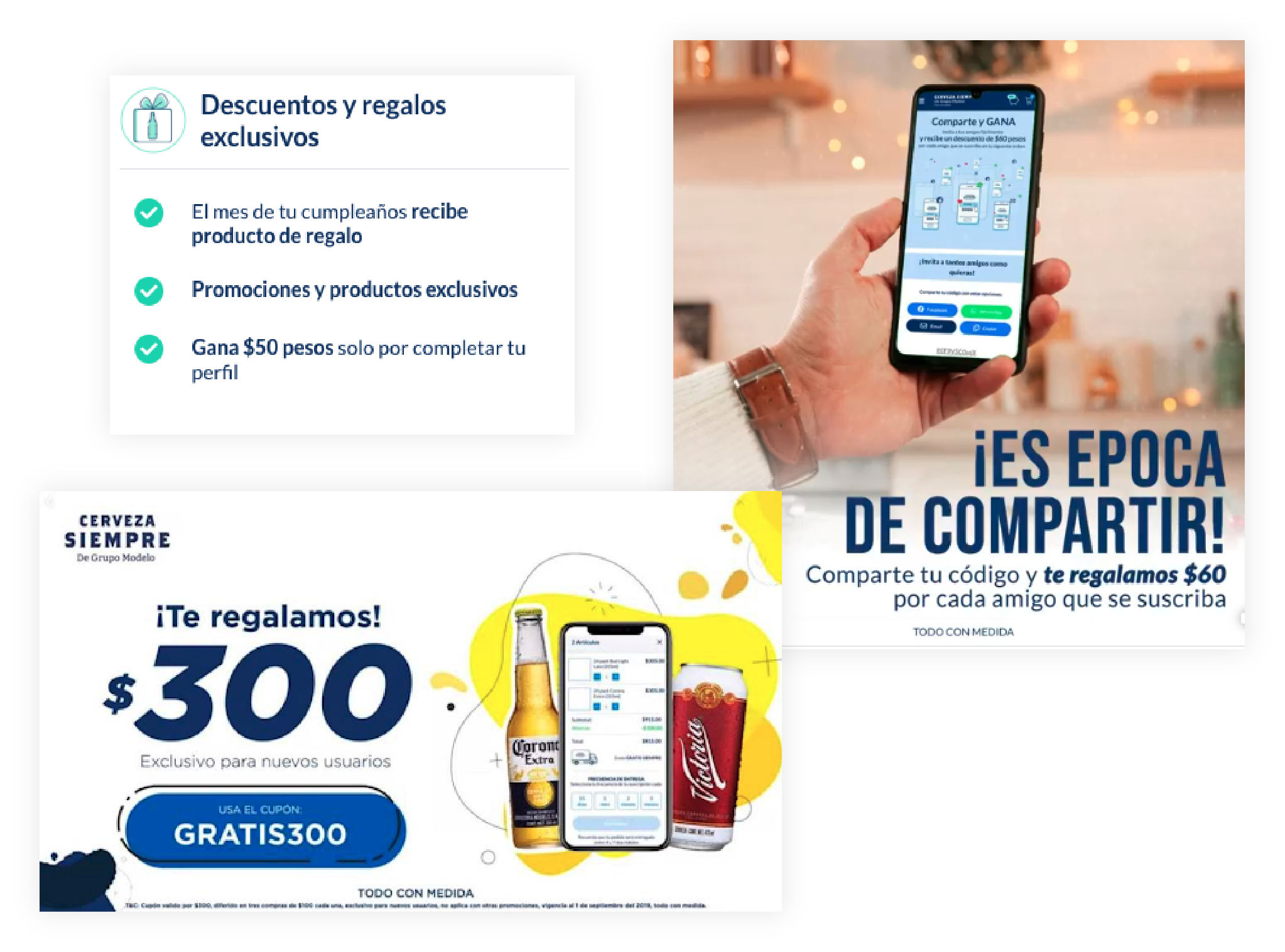 Illustrations of Cerveza Siempre promotions