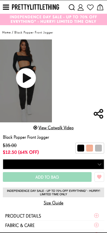 prety little thing mobile view of coupon code in mobile