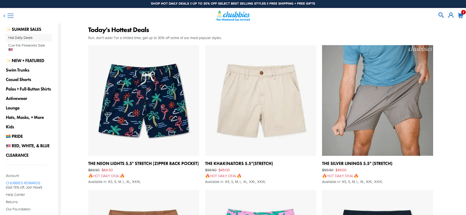 Chubbies sales page