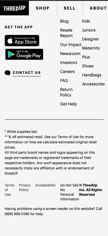thred up promo conditions in footer