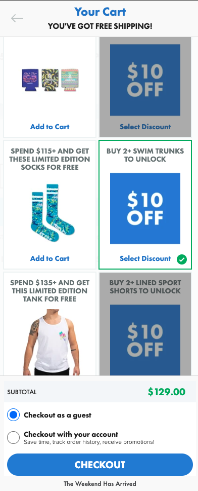 Choosing discount in the shopping cart