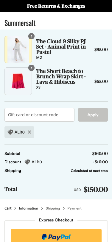 Summersalt promotion stacking on mobile